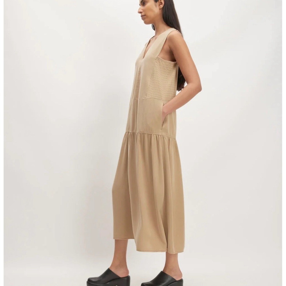 Everlane‎ The Tencel V-Neck Tiered Mini Dress With Pockets Size XS